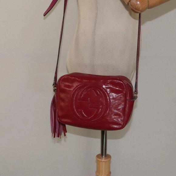 GUCCI Soho Interlocking Shoulder Bag Enamel Red Gold 308364 Auth 123849 - Picture 14 of 16